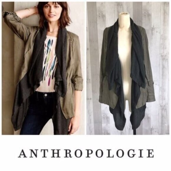 Hei Hei Anthropologie Army Green "Cascade" Anorak Jacket, Size Small - Picture 1 of 8